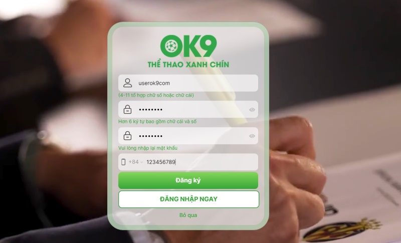 Đăng Ký OK9 - Hướng Dẫn Chi Tiết Cho Tân Thủ 2 Hướng dẫn đăng ký vô cùng chi tiết